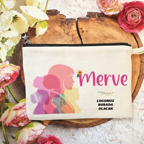 Tek Tek İsimli Astarlı Lüx Clutch Çanta Renkli Kadınlar 8 Mart Kadınlar Günü Logo Baskılı