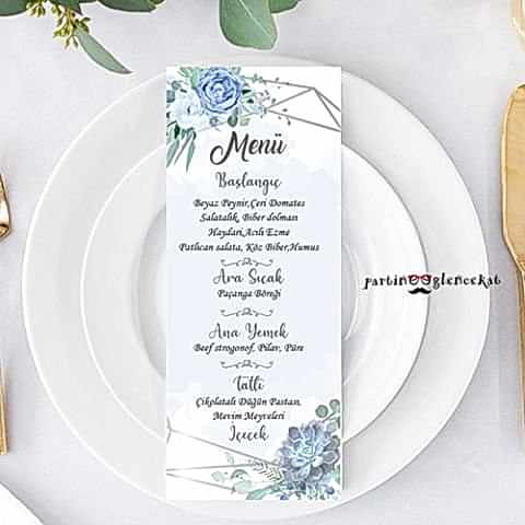 Silver Mavi Konsept Menü Kartı
