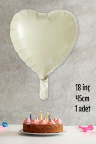 Krem Kalp Folyo Balon Deniz Kumu Renk Retro Kalp Balon 18'' 45cm