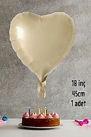 Krem Karamel Kalp Folyo Balon Retro Kalp Balon 18