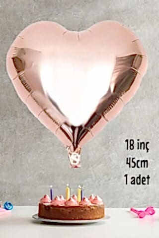 Rose Gold Kalp Folyo Balon Parlak Kalp Balon 18'' 45cm