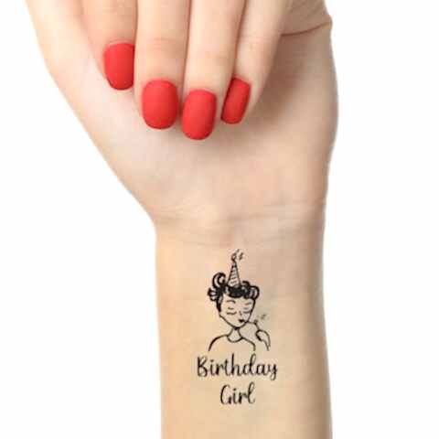 Siyah Zarif Fiyonk Konsept Birthday Girl Dövme