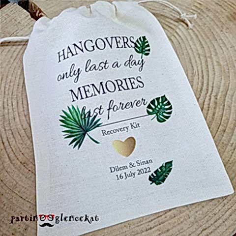 Kişiye Özel Aloha Baskılı Hangover Kit Bez Kese
