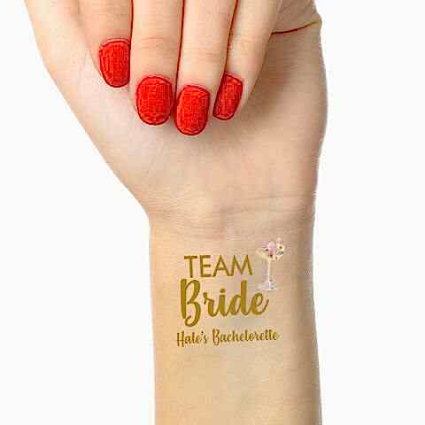 Çiçekli Gold Team Bride Kadeh  Konsept Geçici Dövme