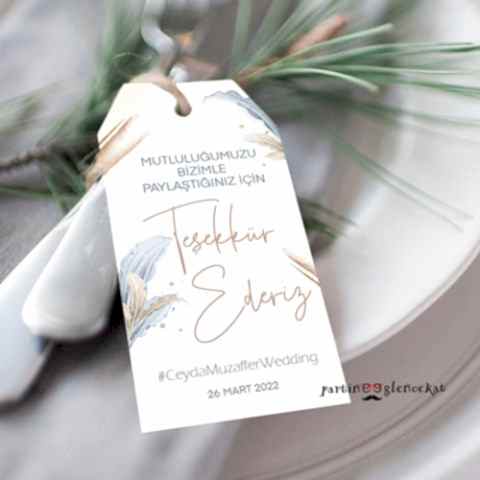 Gold Blue Yapraklı Konsept Peçetelik