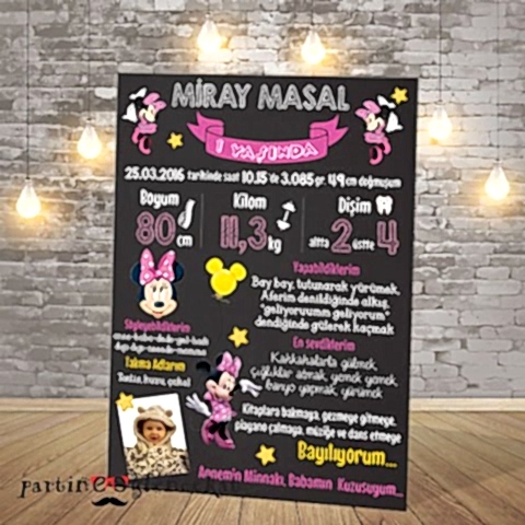 Minie Mouse Konsept Künye Panosu (70x100cm)