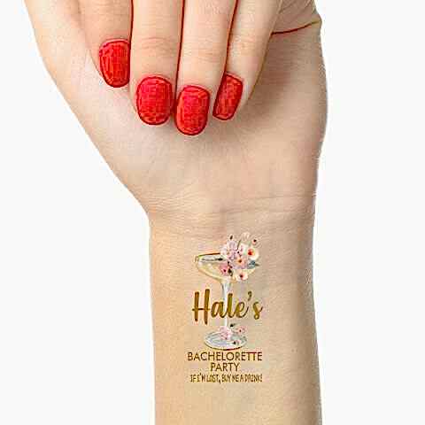 Çiçekli Gold Bride to be İsimli Konsept Geçici Dövme