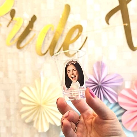 Kişiye Özel Gelin Fotoğraflı Plastik Shot Bardağı 5li