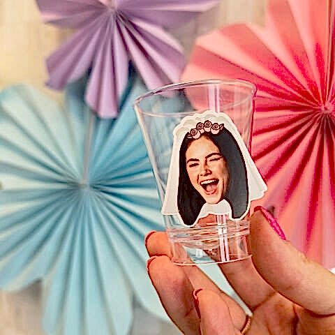 Kişiye Özel Gelin Fotoğraflı Plastik Shot Bardağı 5li