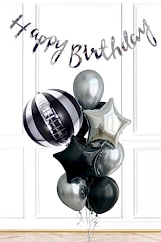 Siyah ve Gümüş Tema Doğum Günü Süsleme Seti Bannerlı Balon Paketi Set261