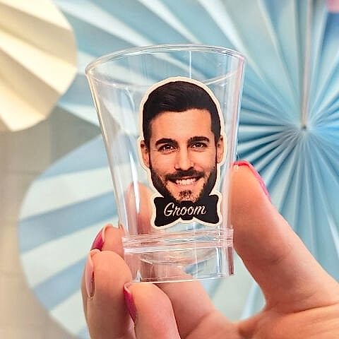 Kişiye Özel Damat Fotoğraflı Plastik Shot Bardağı 5li