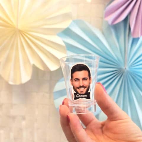 Kişiye Özel Damat Fotoğraflı Plastik Shot Bardağı 5li