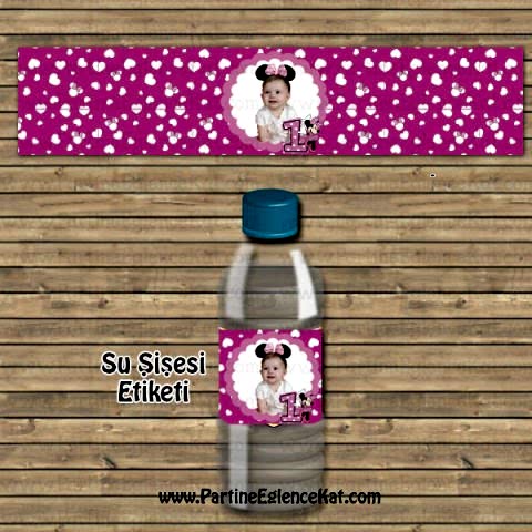 Minie Mouse Konsept Su Şişesi Etiketi