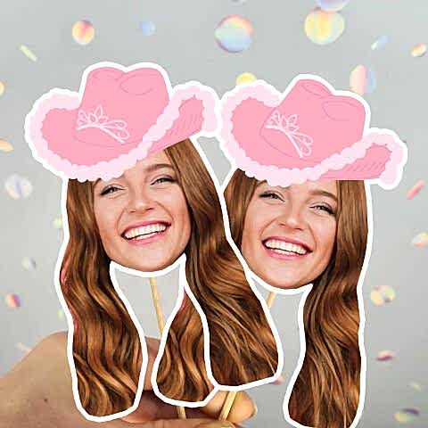 Fotoğraflı Pembe Kovboy Şapkalı Bride to be Kürdan Süsü (10lu)