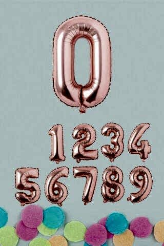 Rose Gold Rakam Folyo Balon Rose Gold Sayı Balonlar 16 inç 40 cm