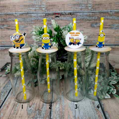 Minions Konsept Pipet Süslü Limonata Şişesi