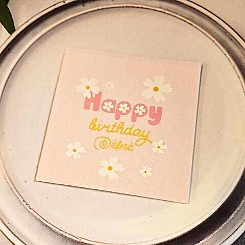 Papatya Konsept Dokulu Pembe İsme Özel Kare Peçete