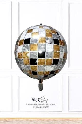 3 Renkli Disko Topu Folyo Balon 22inç