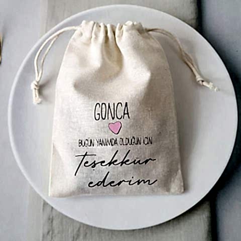 Tek Tek İsimli Teşekkür Ederim Hediye Bez Kese