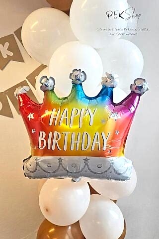 Rengarenk Happy Birthday Yazılı Taç Folyo Balon