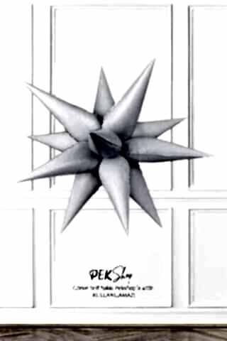 Beyaz Kutup Yıldızı Folyo Balon Tek Parça Büyük Kutup Yıldız Balon 27inç 70cm