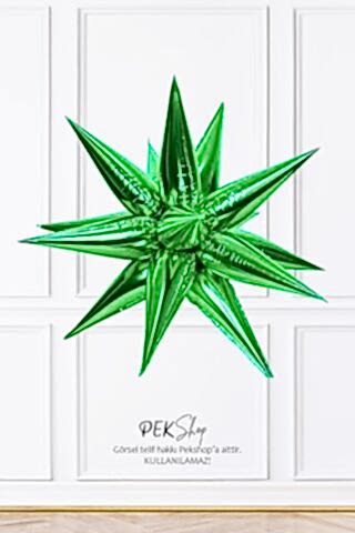 Yeşil Kutup Yıldızı Folyo Balon Tek Parça Büyük Kutup Yıldız Balon 27inç 70cm