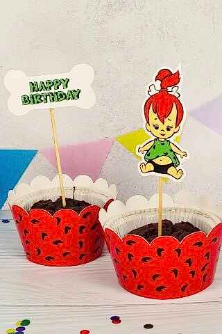 Çakıl Taş Devri Konsept Kürdan Süsleri Cupcake Süsleri Lüks Büyük Boy 10lu Paket