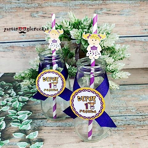 Oyuncak Bebek Konsept Pipet Süslü Limonata Şişesi