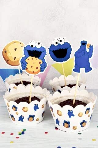 Kurabiye Canavarı Konsept Kürdan Süsleri Cupcake Süsleri Lüks Büyük Boy 10lu Paket