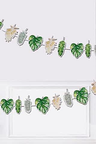 Safari Tema Doğum Günü Safari Yapraklar Banner Kalın Kart Uzun Banner