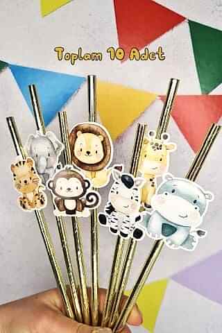 Safari Konsept Pipet Süsleri 10lu Lüks Pipet Paketi