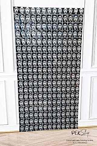 Kuru Kafa Kapı Perdesi Cadılar Bayramı Süsü Duvar Fon Perdesi