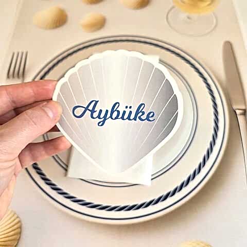 Marin Konsept Tek Tek İsimli Deniz Kabuğu Şeklinde Kart