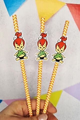 Çakıl Taş Devri Konsept Pipet Süsleri 10lu Lüks Pipet Paketi