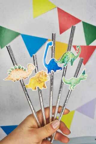 Dinozor Konsept Pipet Süsleri 10lu Lüks Pipet Paketi