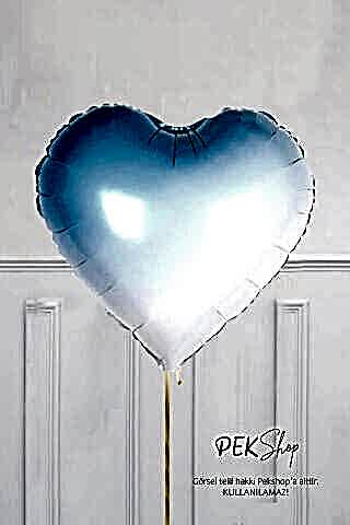 Degrade Mavi Kalp Folyo Balon 18inç