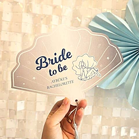 İsme Özel Marin Konsept Bekarlığa Veda Püsküllü Yelpaze Kart