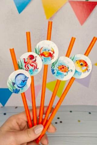 Su Altı Canlıları Konsept Pipet Süsleri 10lu Lüks Pipet Paketi