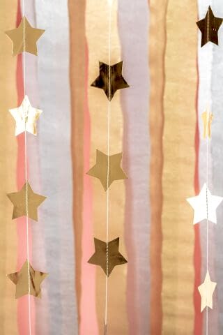 Gold Altın Asmalı Yıldız Tavan Süslemeleri İpli Sarkıt Süs Gold Yıldız 4 Metre