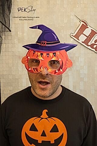 Cadı Şapkalı Cadılar Bayramı Balkabağı Gözlük Halloween Aksesuarı