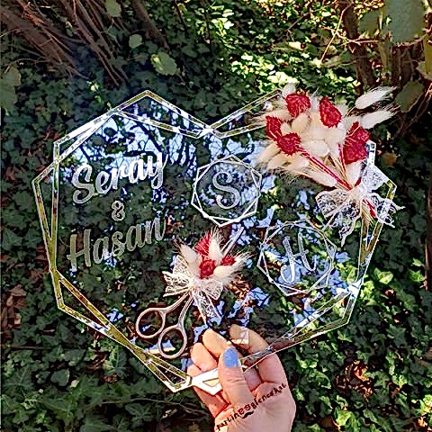 Gümüş Kalp Konsept Nişan Tepsisi