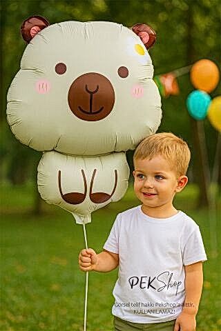 Krem Capybara Folyo Balon Kapibara Şekilli Balon KREM
