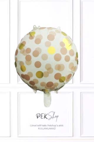 Konfeti Baskılı Yuvarlak Folyo Balon KAHVE 18inç