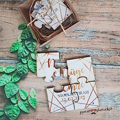Mermer Gold Konsept Ahşap Magnet Puzzle