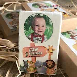 Safari Konsept 1 Yaş Hediyesi Resim Baskılı Doğal Taş Magnet