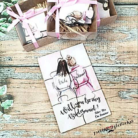 Will You Be my Bridesmaid ? Ahşap Puzzle Magnet