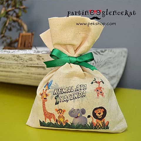 Safari Konsept Doğum Günü Baskılı Lavanta Kesesi