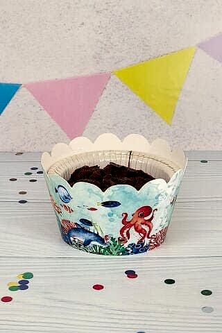 Su Altı Canlıları Konsepti Cupcake Sargısı 10'lu