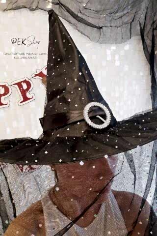 Tüllü Lüks Cadı Şapkası Halloween Şapka Cadılar Bayramı Şapkası