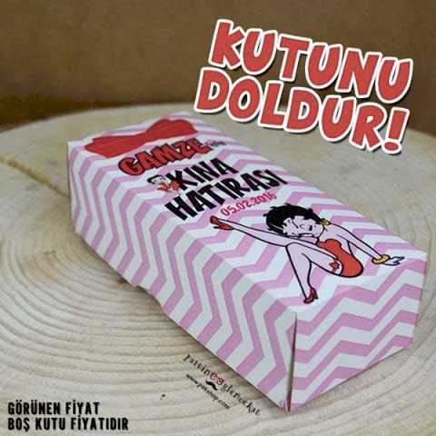 Betty Boop Konseptli Kına Hediyelikleri Kutusu